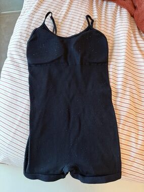 Black Ribbed Slim Fit Romper